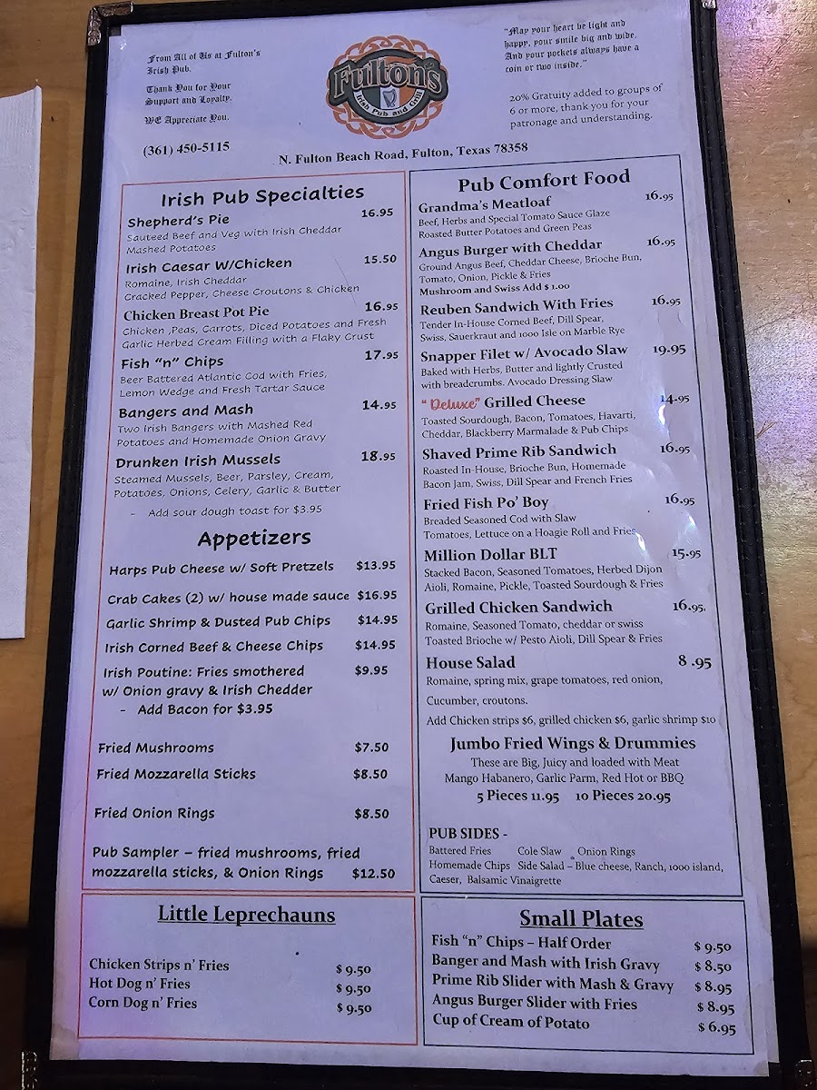 Fulton's Irish Pub and Grill Menu - Image 2