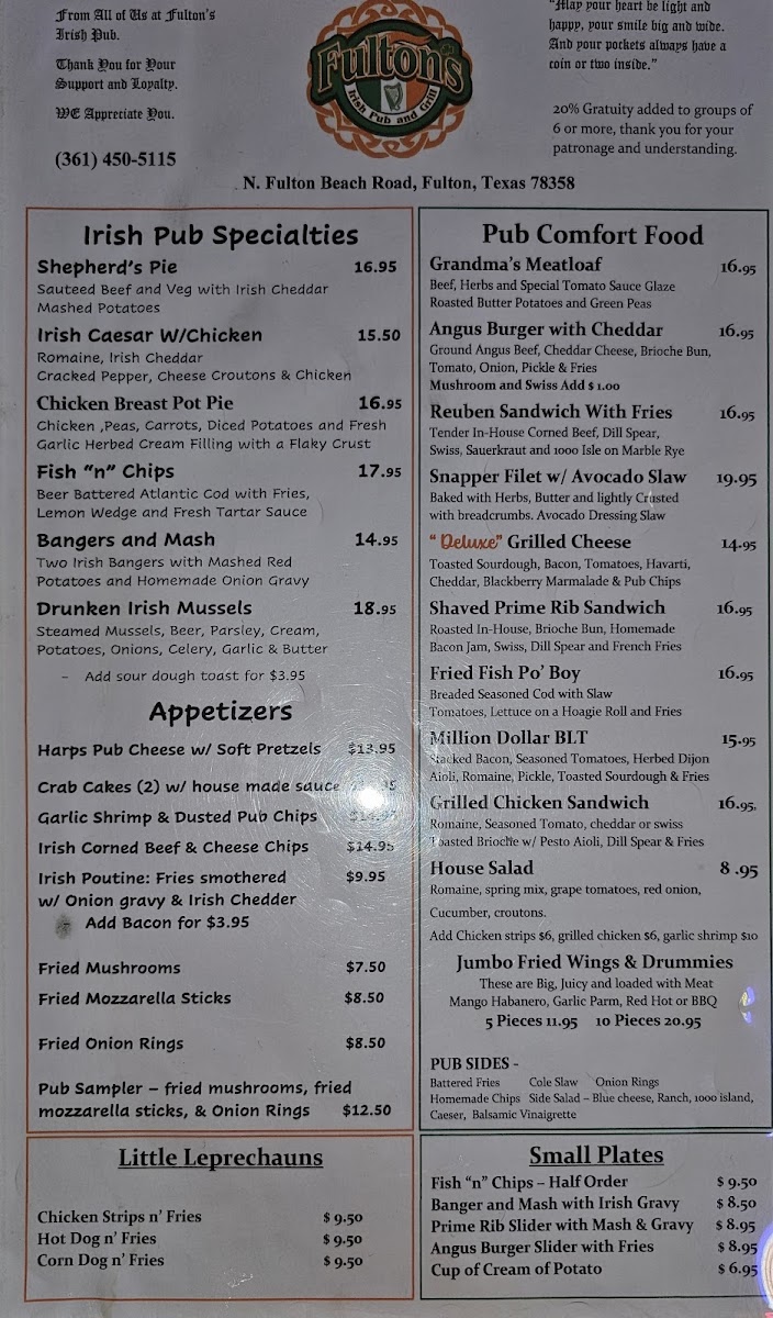 Fulton's Irish Pub and Grill Menu - Image 3