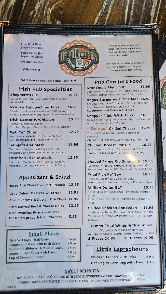 Fulton's Irish Pub and Grill Menu - Image 4
